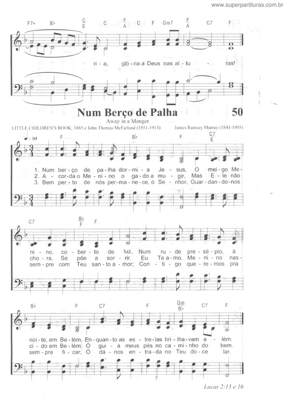Partitura da música Num Berço De Palha v.2