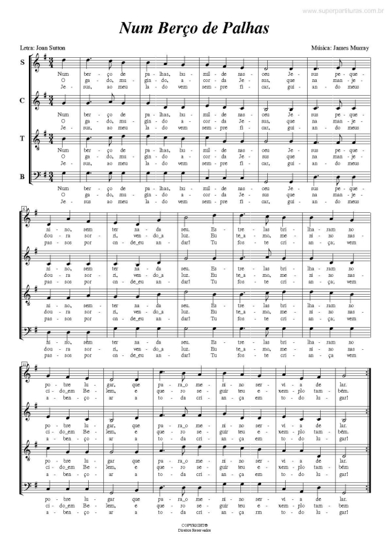 Partitura da música Num Berço de Palhas