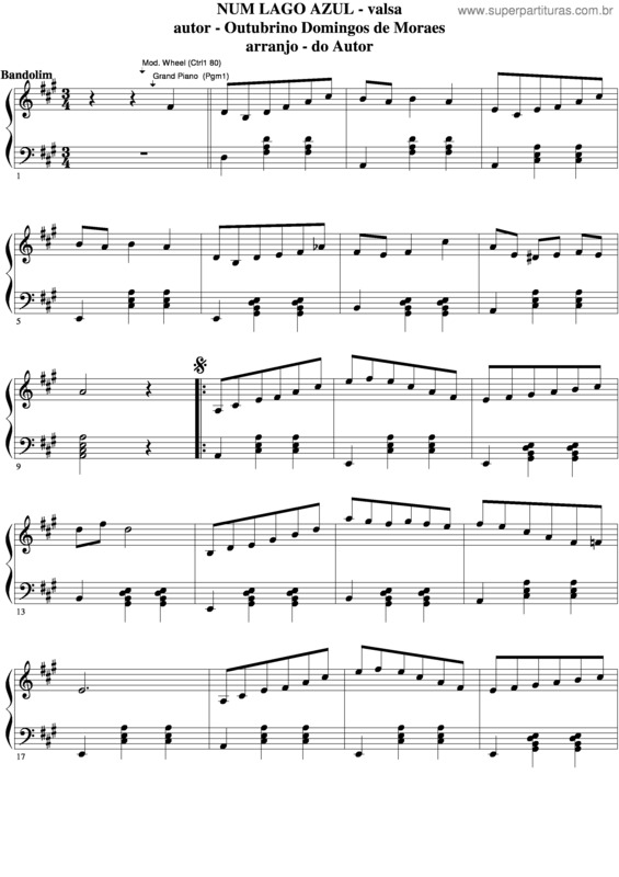 Partitura da música Num Lago Azul v.4