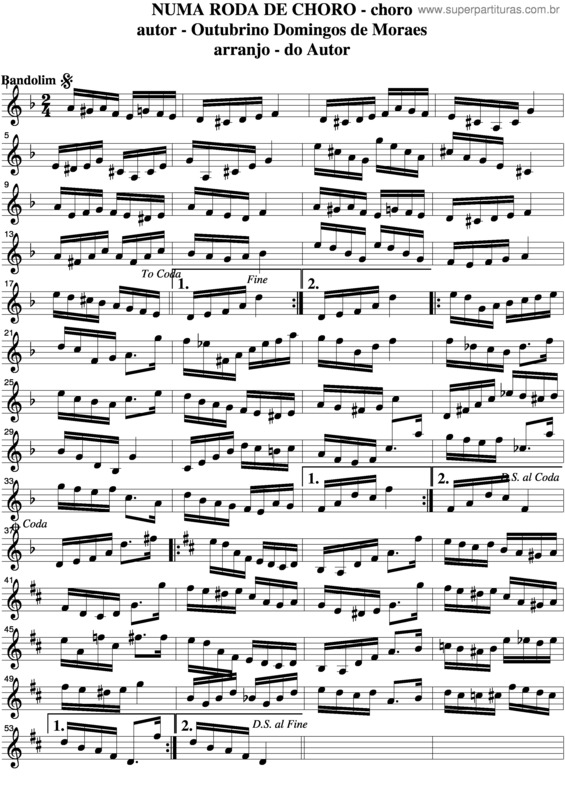 Partitura da música Numa Roda De Choro