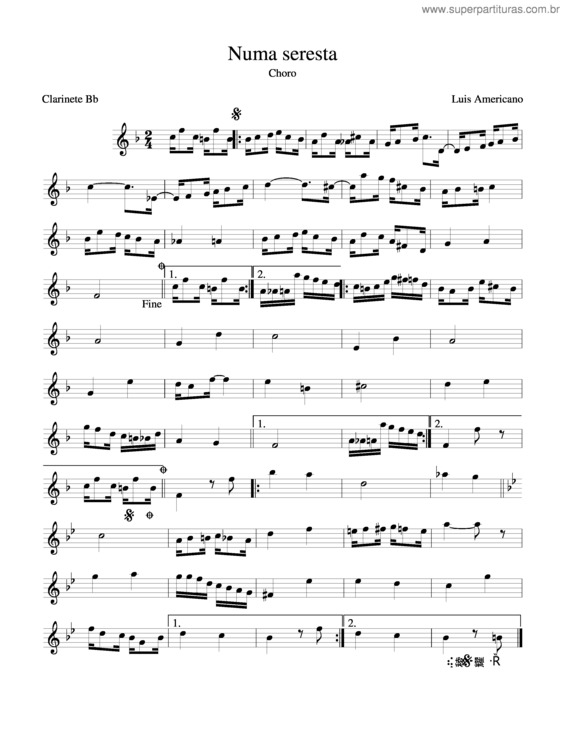 Partitura da música Numa Seresta