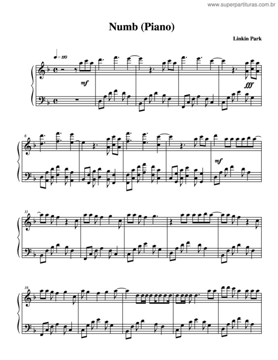 Partitura da música Numb v.2