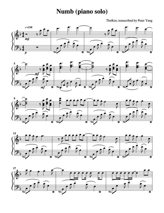 Partitura da música Numb v.4