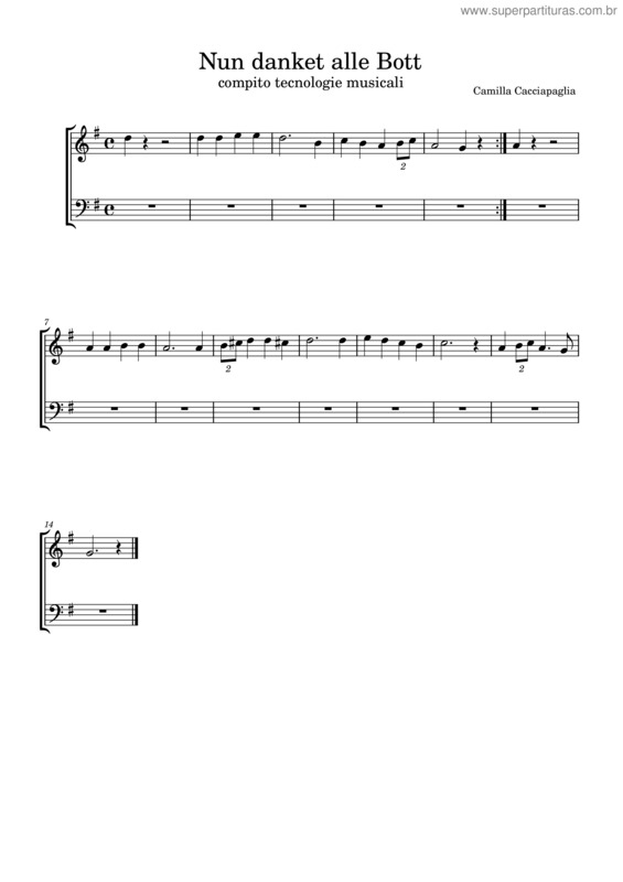Partitura da música Nun Danket Alle Bott
