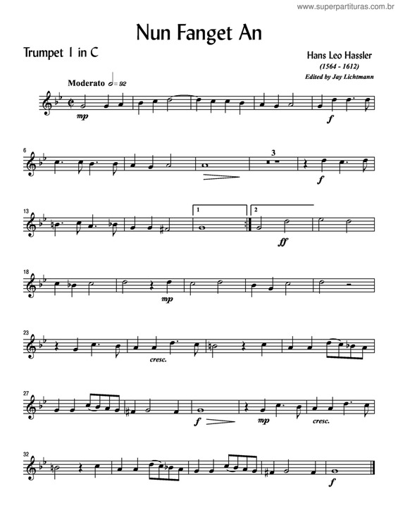 Partitura da música Nun Fanget An