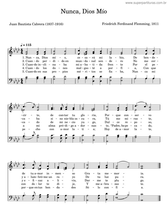 Partitura da música Nunca, Dios Mío – Friedrich Ferdinand Flemming