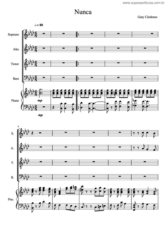Partitura da música Nunca 2