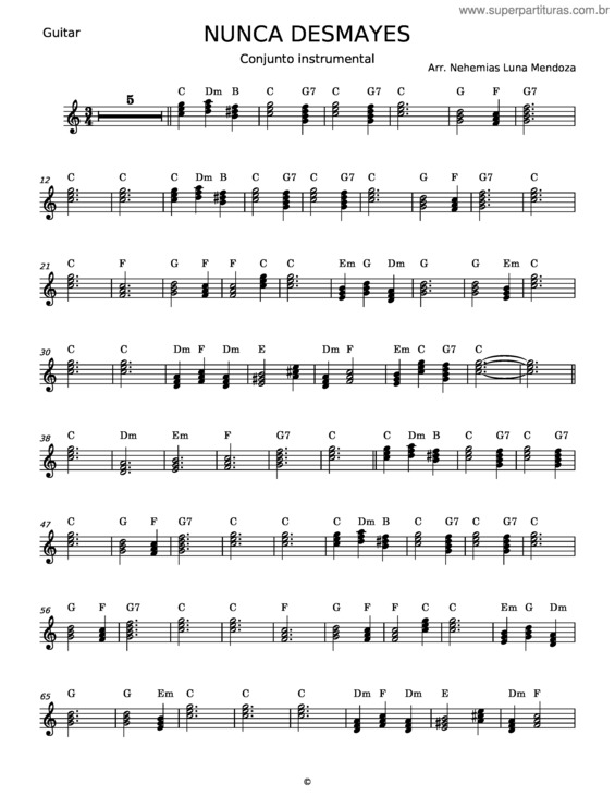 Partitura da música Nunca Desmayes – Himnario Adventista