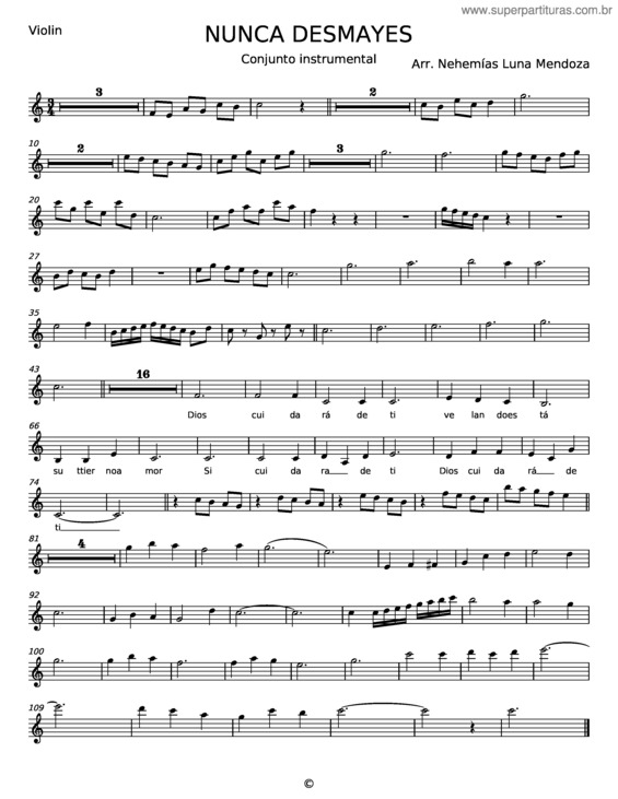 Partitura da música Nunca Desmayes – Nehemías Luna Mendoza