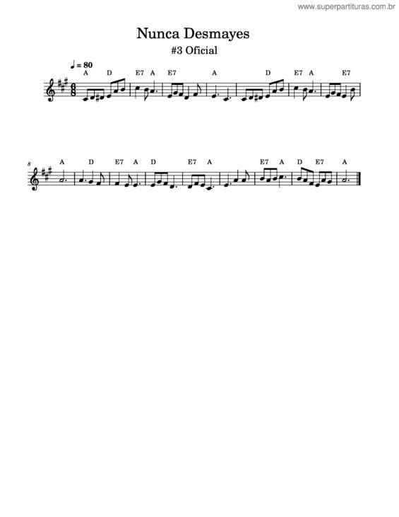 Partitura da música Nunca Desmayes #3 Oficial