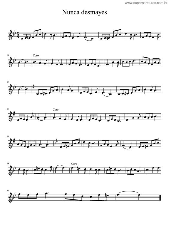 Partitura da música Nunca Desmayes