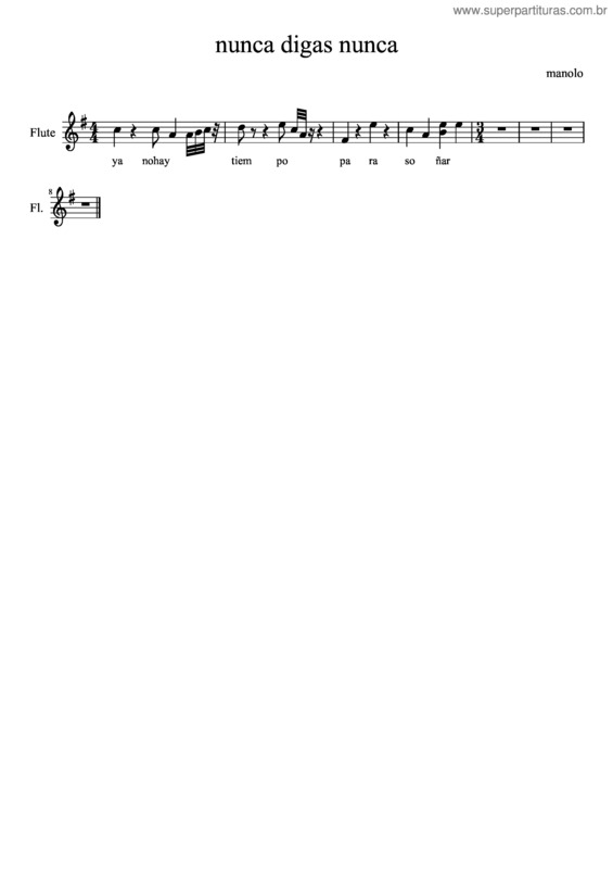 Partitura da música Nunca Digas Nunca v.2