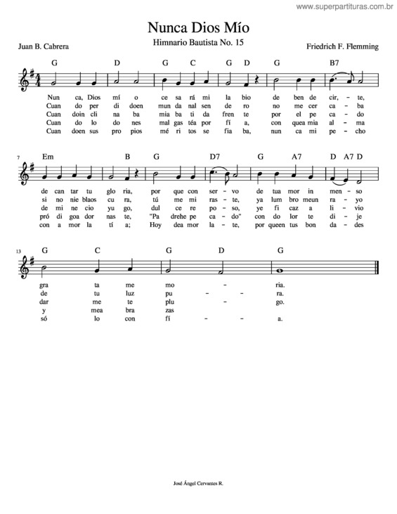 Partitura da música Nunca Dios Mío