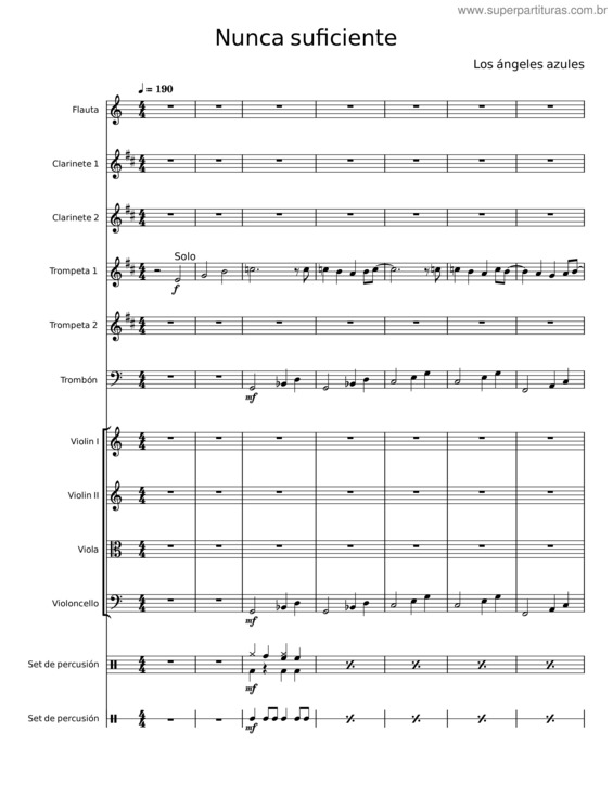 Partitura da música Nunca Es Suficiente – Los Ángeles Azules;Geovanni Pereira O