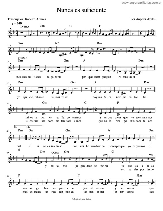Partitura da música Nunca Es Suficiente – Natalia Lafourcade v.2