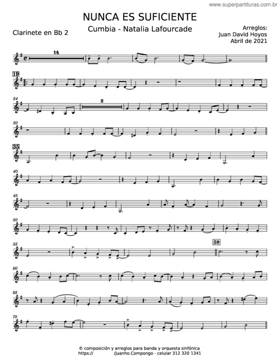 Partitura da música Nunca Es Suficiente – Natalia Lafourcade v.4