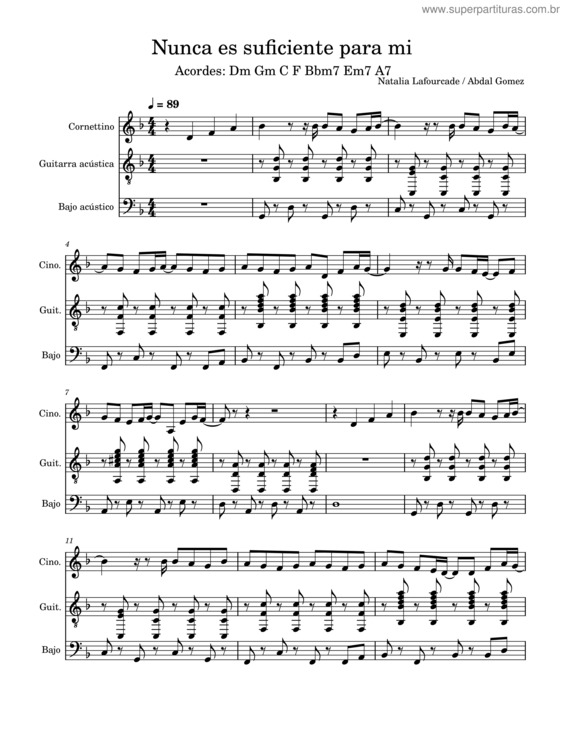 Partitura da música Nunca Es Suficiente Para Mi Coro