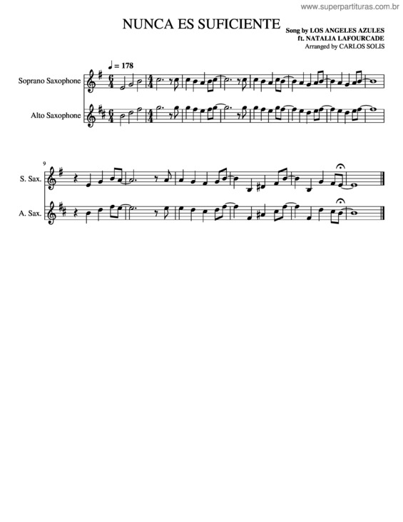 Partitura da música Nunca Es Suficiente v.2