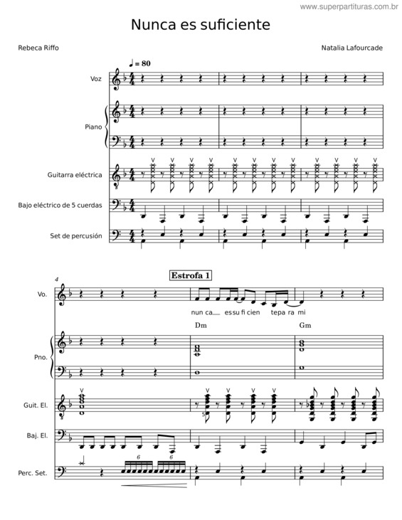 Partitura da música Nunca Es Suficiente v.5
