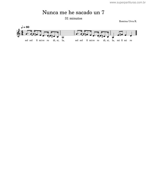 Partitura da música Nunca Me He Sacado Un 7