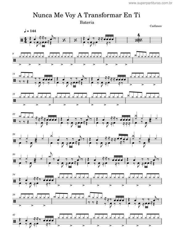 Partitura da música Nunca Me Voy A Transformar En Ti