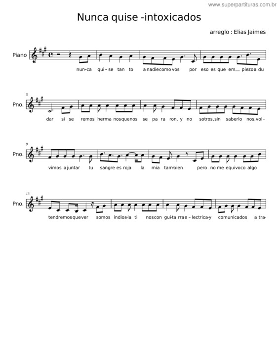 Partitura da música Nunca Quise