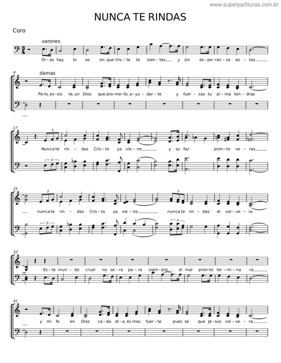 Partitura da música Nunca Te Rindas v.2
