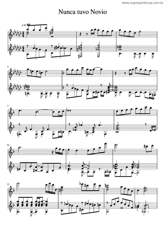 Partitura da música Nunca Tuvo Novio