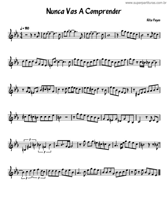 Partitura da música Nunca Vas A Comprender Trombone Solo Transcription– Rita Payes