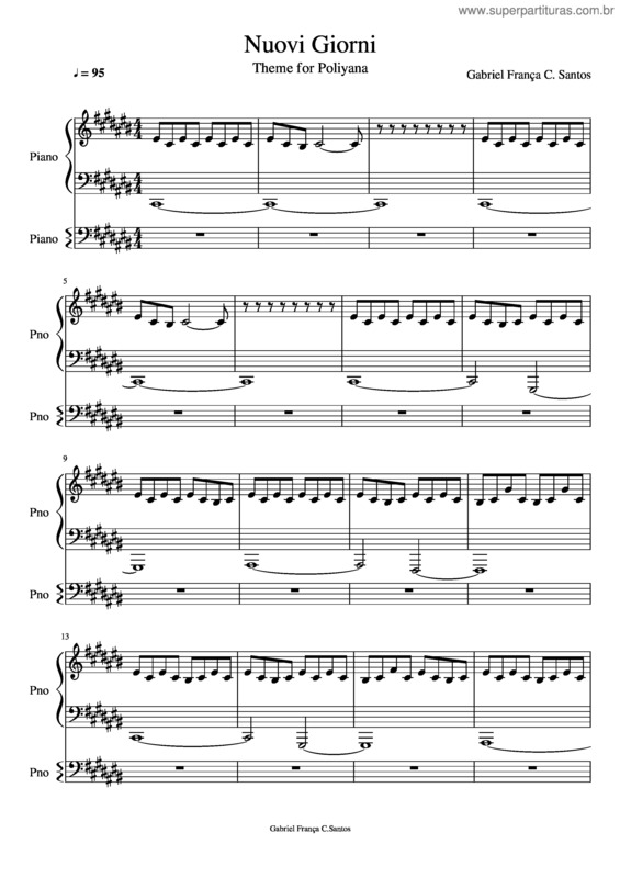 Partitura da música Nuovi Giorni