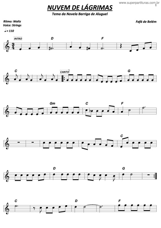 Partitura da música Nuvem De Lágrimas (Barriga De Aluguel)