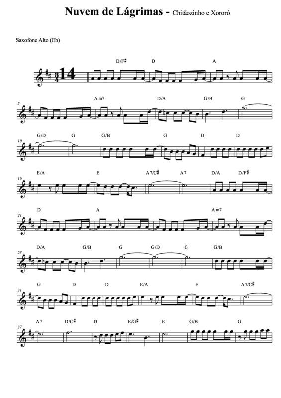 Partitura da música Nuvem de Lágrimas v.3