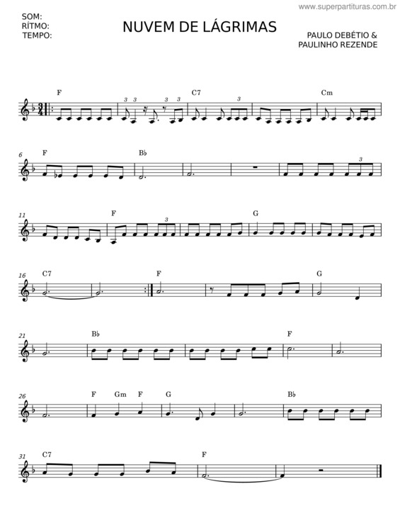Partitura da música Nuvem De Lágrimas v.5