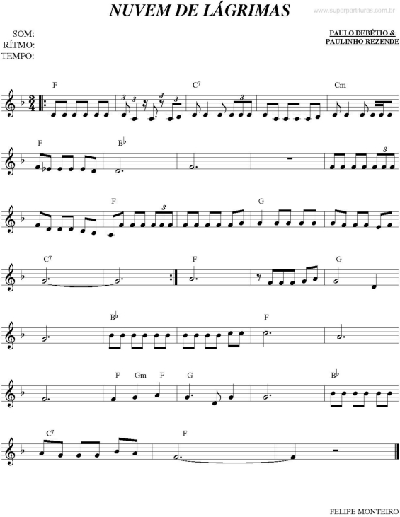 Partitura da música Nuvem de Lágrimas