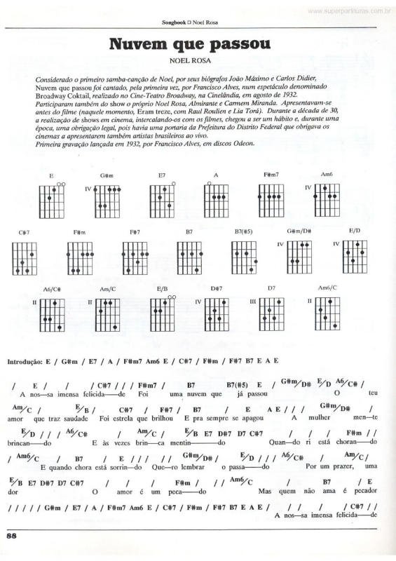 Partitura da música Nuvem que Passou