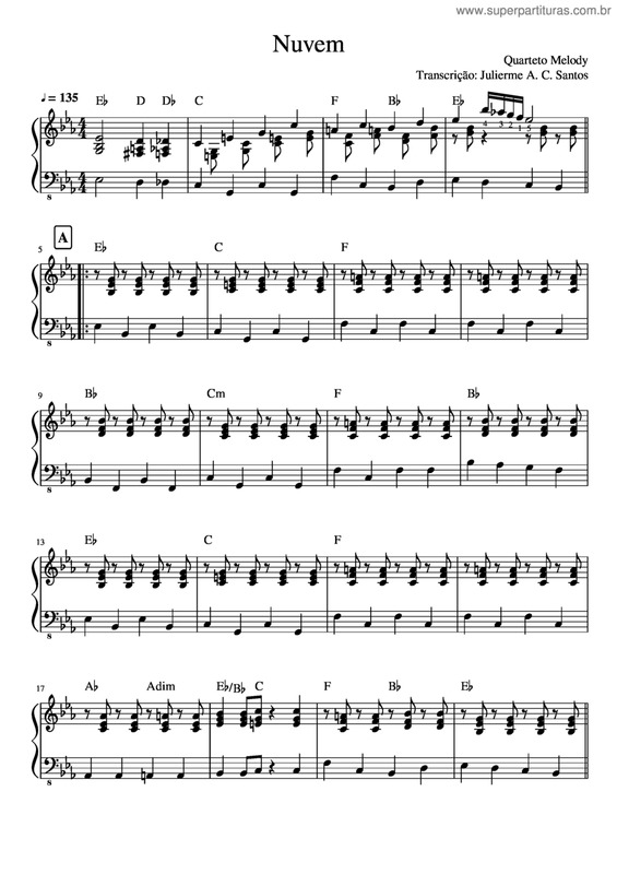 Partitura da música Nuvem