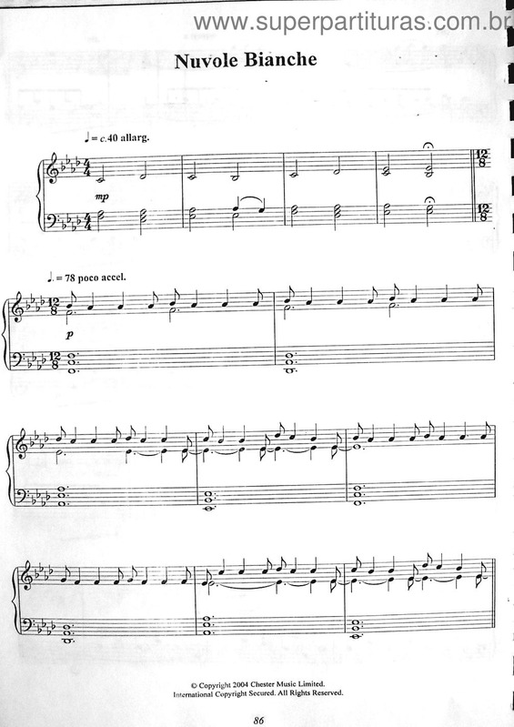 Partitura da música Nuvole Bianche