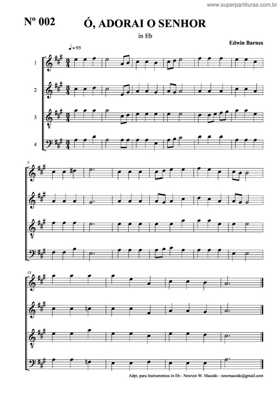 Partitura da música Ó, Adorai O Senhor v.2