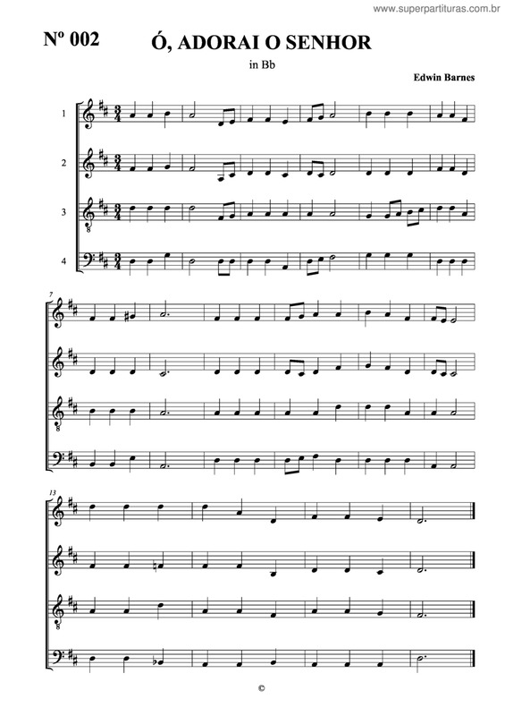 Partitura da música Ó, Adorai O Senhor