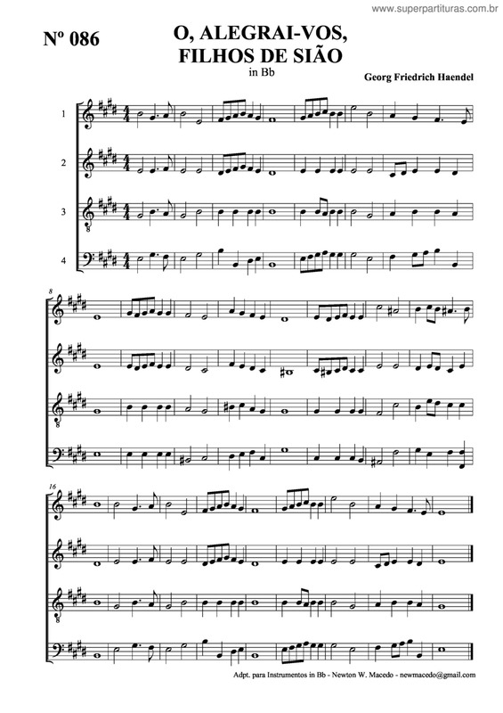 Partitura da música O, Alegrai-Vos, Filhos De Sião