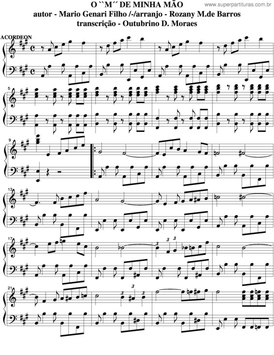 Partitura da música O ´M´ De Minha Mão