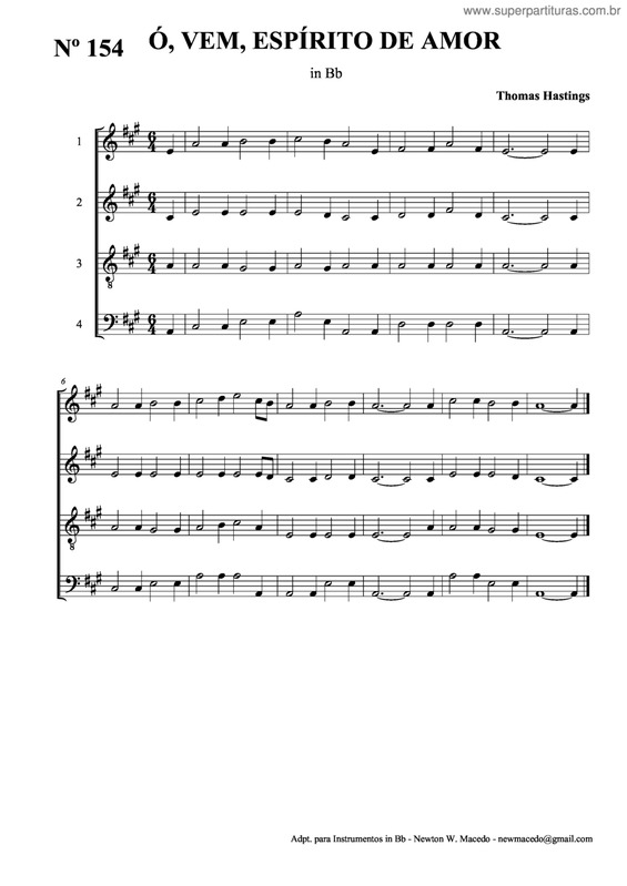 Partitura da música Ó, Vem, Espírito De Amor