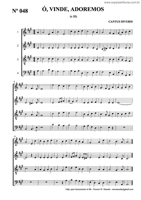 Partitura da música Ó, Vinde, Adoremos v.2
