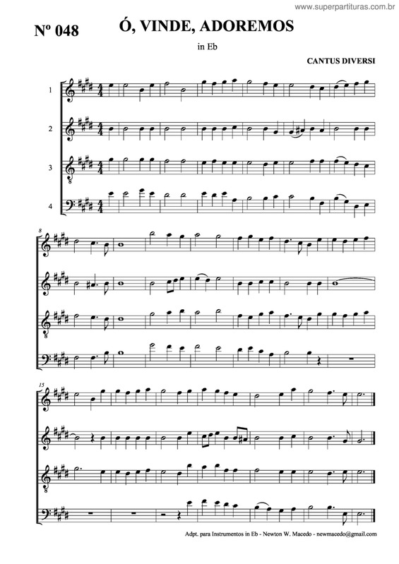 Partitura da música Ó, Vinde, Adoremos v.3