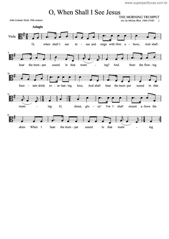 Partitura da música O, When Shall I See Jesus