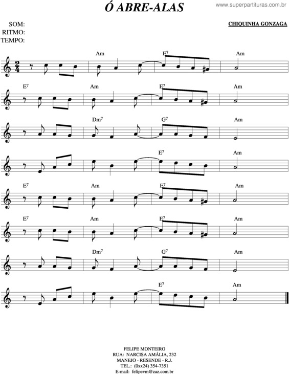 Partitura da música Ó Abre Alas v.3