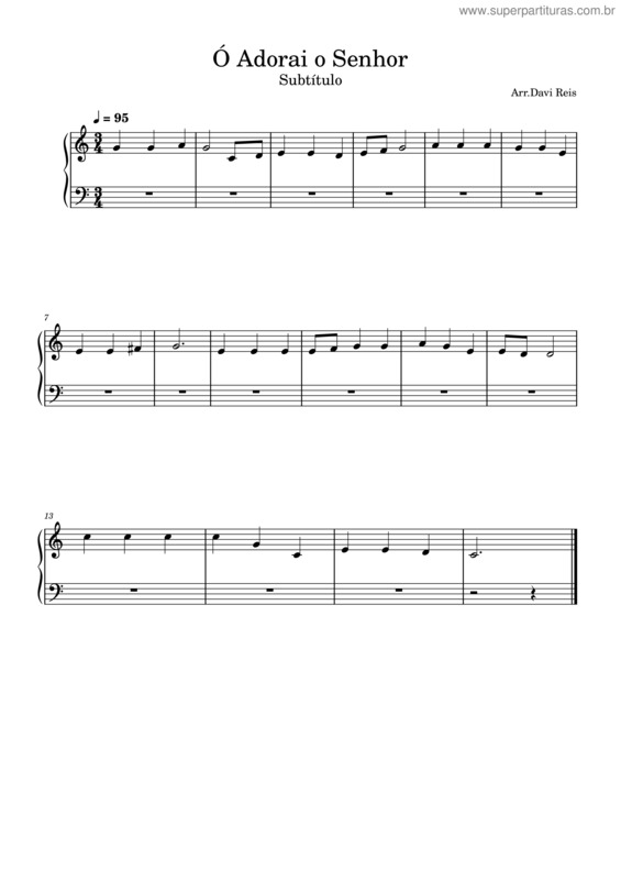 Partitura da música Ó Adorai O Senhor v.2