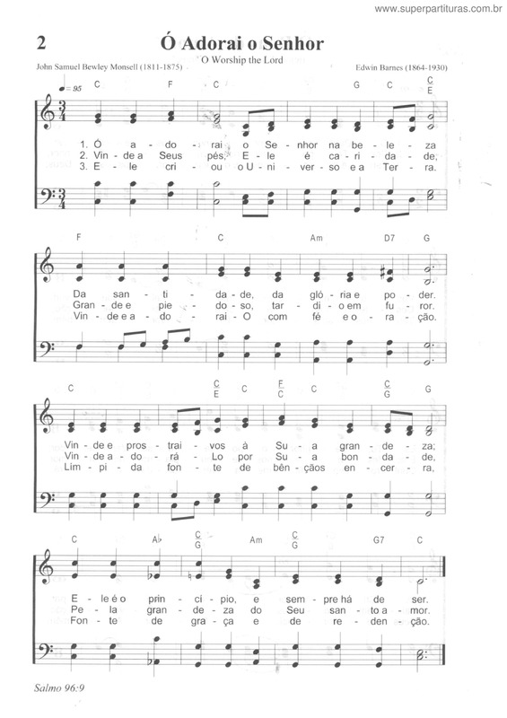 Partitura da música Ó Adorai O Senhor