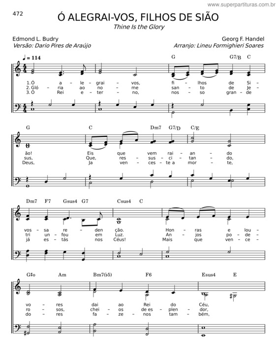 Partitura da música Ó Alegrai–Vos, Filhos De Sião v.2