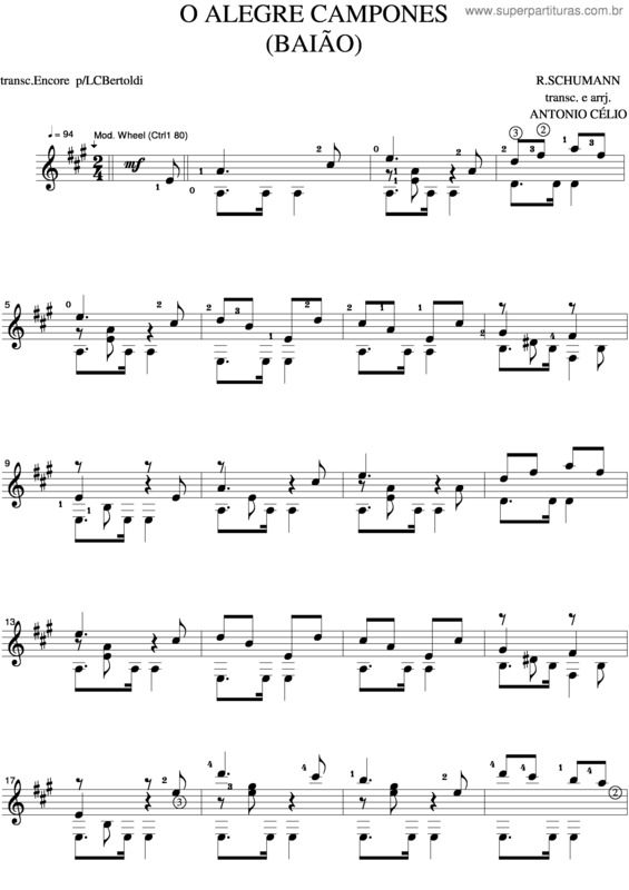 Partitura da música O Alegre Campones 